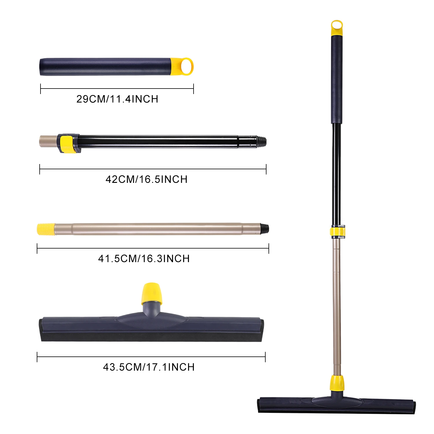 Eyliden Floor Squeegee Scrubber 54in Long Adjustable Telescopic Heavy Duty Household Broom for Glass Tile Water Foam Cleaning