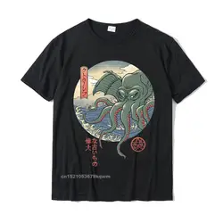 Cthulhu Ukiyo-E Premium T-Shirt Tops T Shirt Camisas Hombre Retro Normal Cotton Men Top T-Shirts Normal