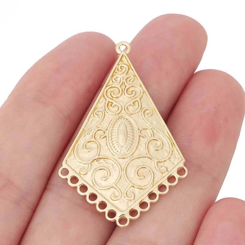 2 x Gold Color Geometry Triangle Chandelier Connector Charms Pendants for DIY Earring Jewelry Making Finding Accessories 45x28mm