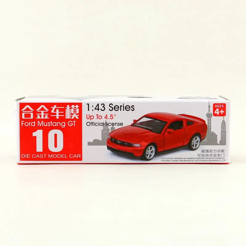 Diecast Metal Toy Model 1:43 Scale Ford Mustang GT Super Car Pull Back Doors Openable Educational Collection Gift For Boys