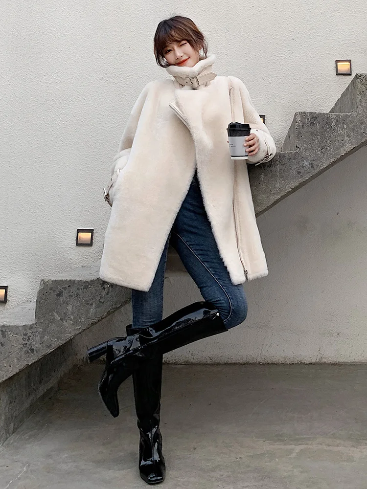 Sheep Boollili Natural Shearing Real Fur Coat Women 100% Wool Jacket Women Clothes 2023 Winter Coat Women Korean Fur Tops