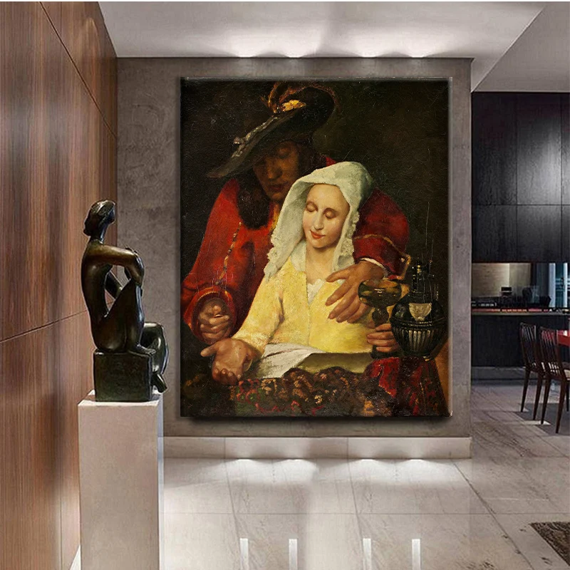 Cassisy Canvas Oil Painting《The Procuress》Johannes·Vermeer Poster Picture Wall Art Prints Modern Bedroom Living room Decorative