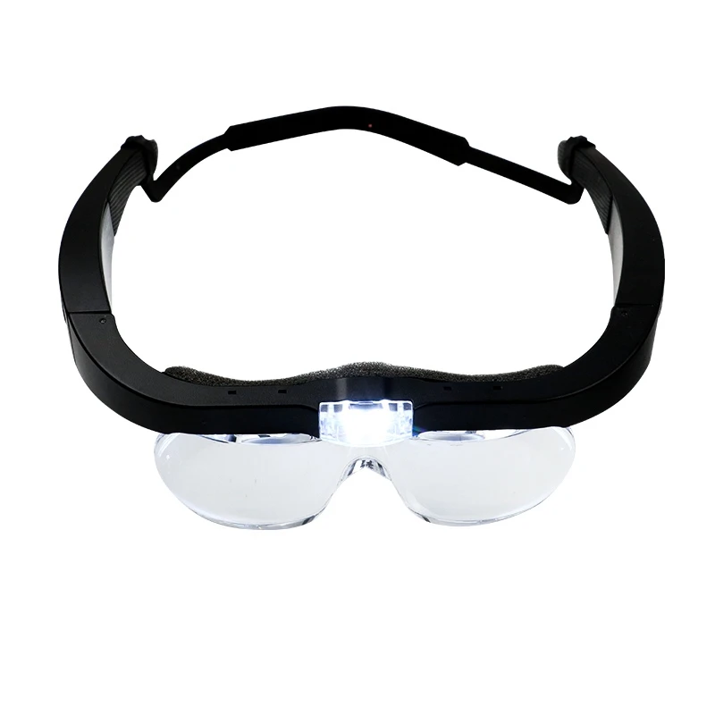 USB Rechargeable Glasses Magnifier Illuminated  Headband Wearing Magnifying Loupe Third Hand for Soldering Watchmaker Tattoo