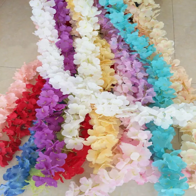 

Artificial Flower Rattan for Wedding Party Decoration, Hydrangea Flower Vine, Silk Flowers String Wreath, Homes Wreath, 1.2m