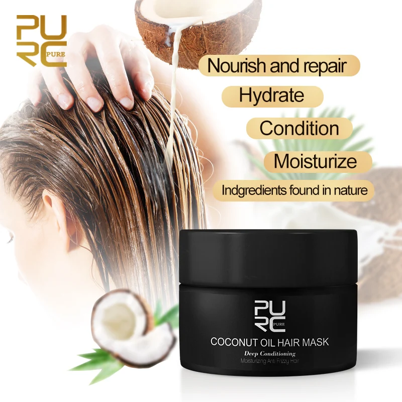 PURC Coconut Oil Hair Mask Smoothing Straightening Repair Damaged Hair Keratin Hair Treatment Hair Care Products