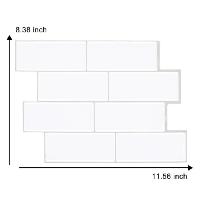 Vividtiles White Self Adhesive Wallpaper 3D Peel and Stick Subway Wall Tiles for Kitchen & Bathroom Backsplash Decor - 5 Sheets