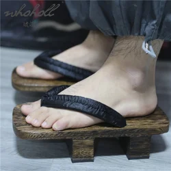 Zapatillas de verano para hombre y mujer, sandalias japonesas de madera Geta, zapatos de Cosplay samurái, chanclas de plataforma de fondo grueso