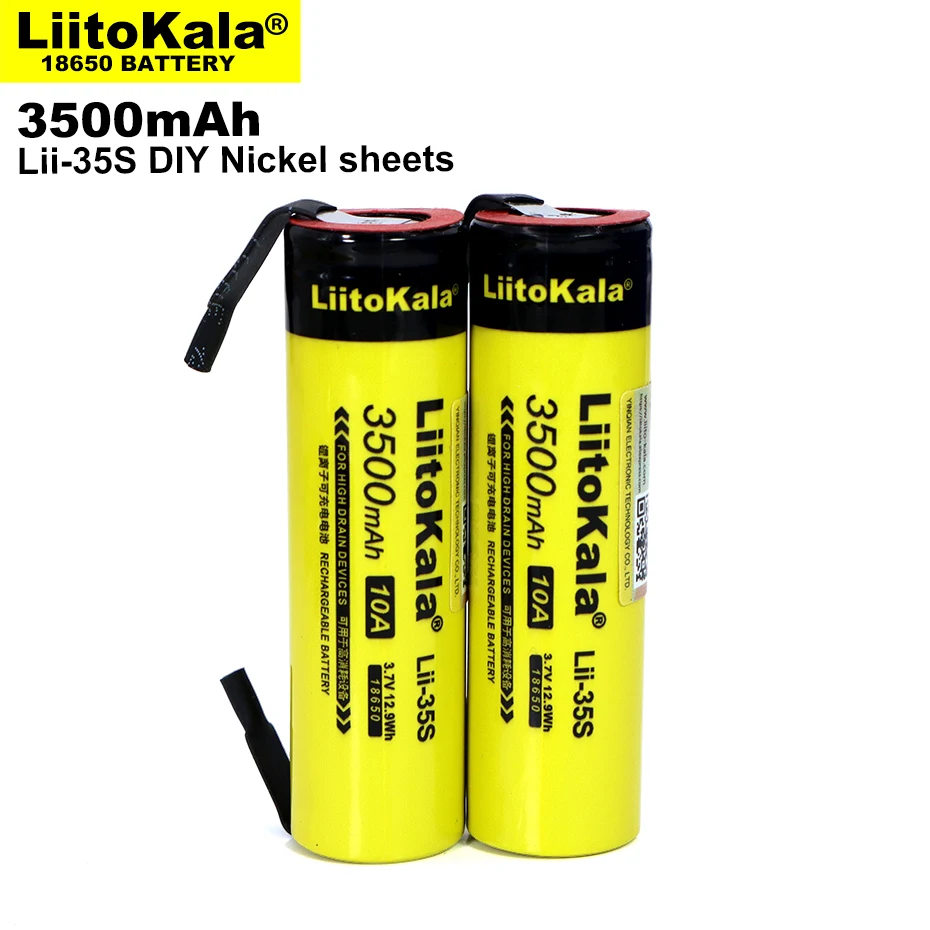 1-12PCS Original Liitokala Lii-35S 3.7V 3500mah 18650 Lithium Rechargeable Battery Welding Nickel Sheet