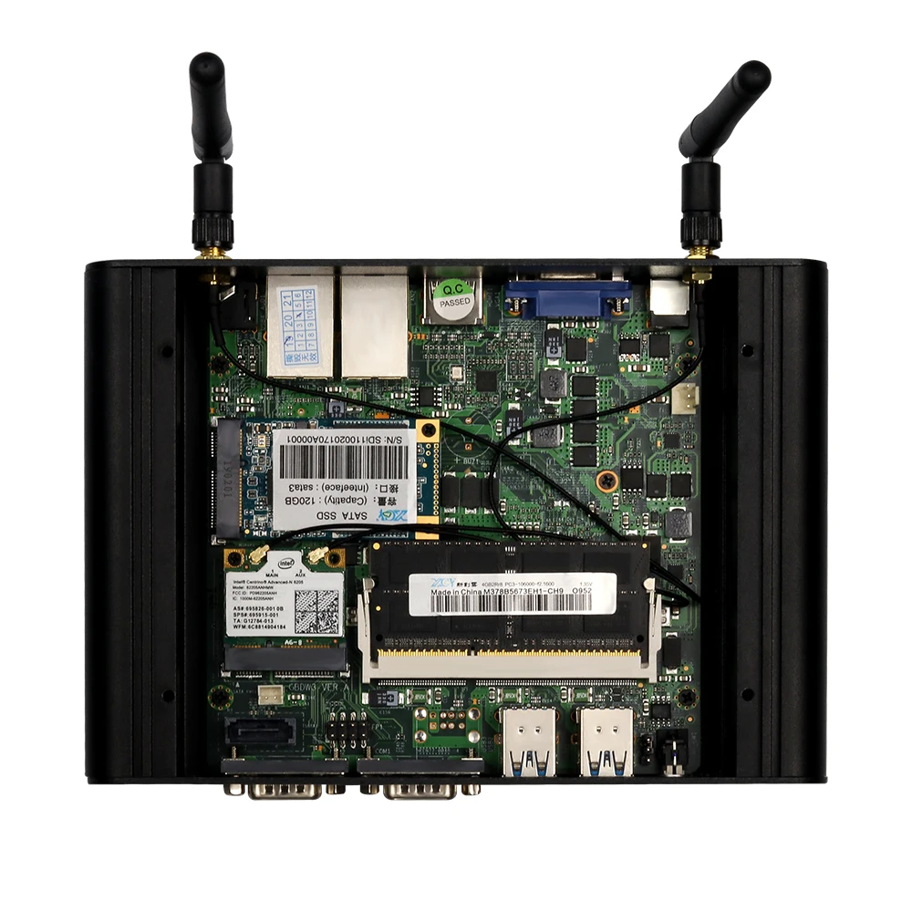 XCY 팬리스 미니 PC 인텔 코어 i5 i7 i3 4세대 5세대 2개의 시리얼 RS232 포트, 2개의 GbE 포트, HDMI, VGA, 4개의 USB 포트, WiFi, 윈도우, 리눅스 지원 썸네일 6