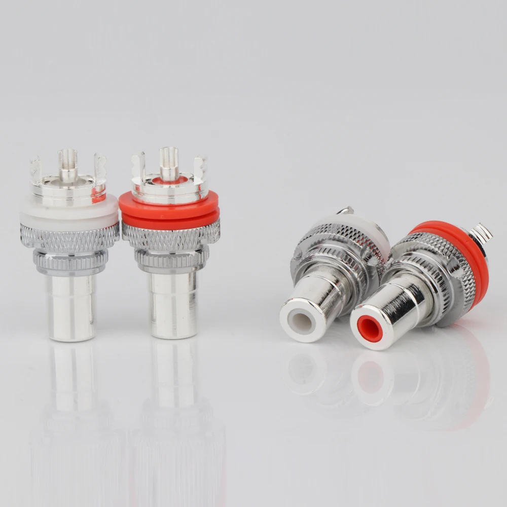 8 un adaptador de soquete fêmea para montagem de painel, montagem de quadro rca banhado a rodio prata r3007s