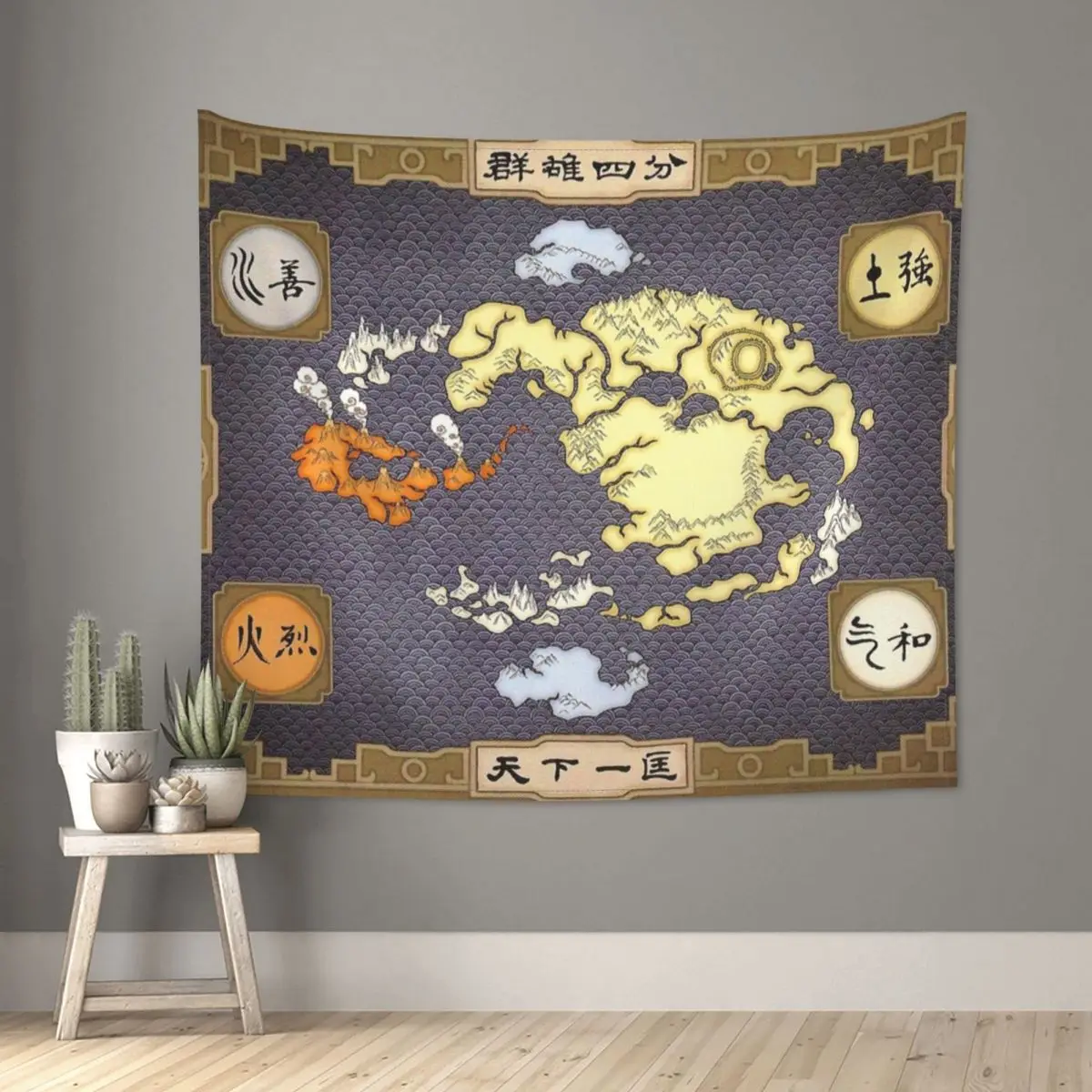 Avatar The Last Airbender Map Tapestry Hippie Polyester Wall Hanging Decoration for Bedroom Table Cover Witchcraft Tapestries