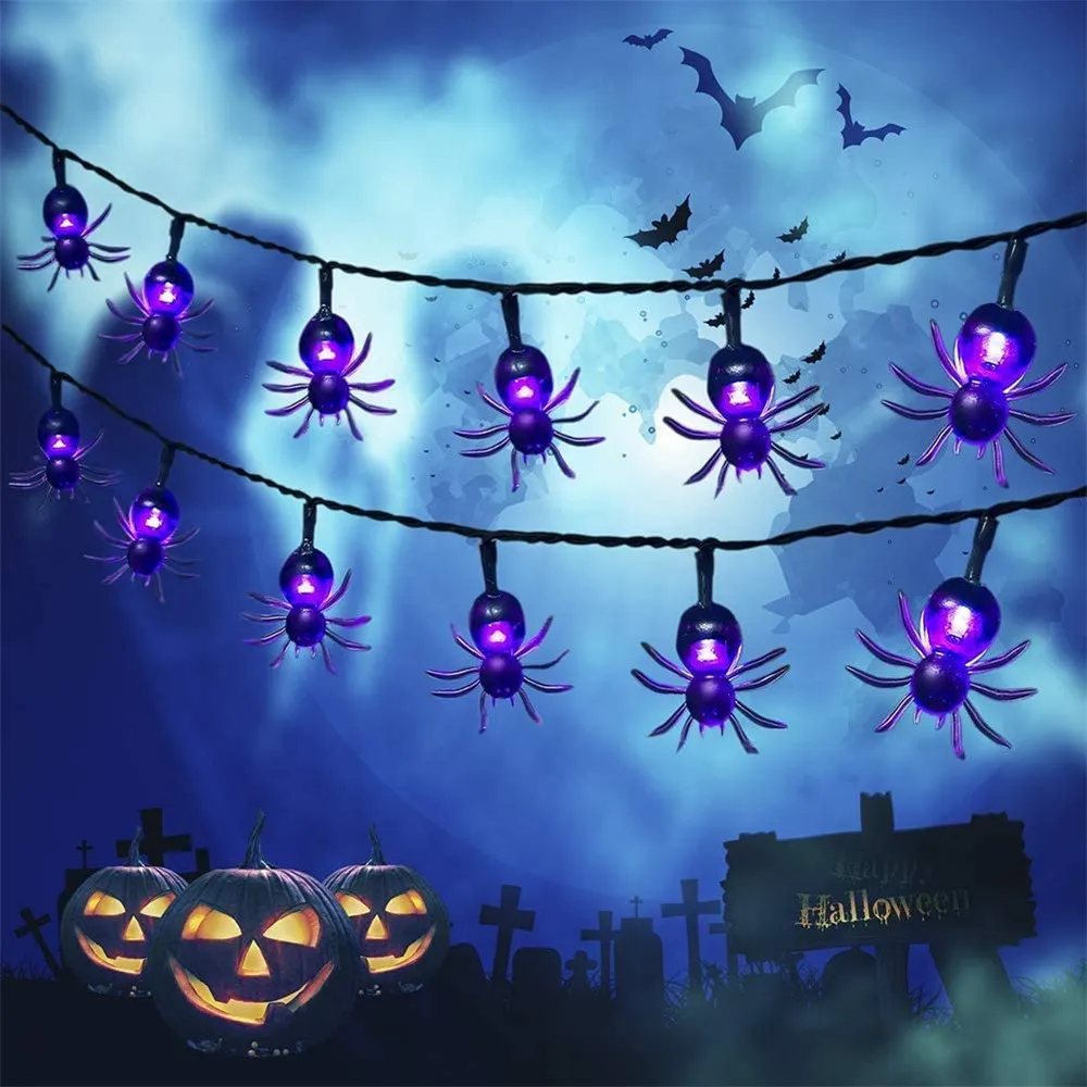 

Halloween Decoration Pumpkin Spider Bat Ghost String Lights Battery Operated Garland 3M/6M Decorative Lamps For Home Room Party