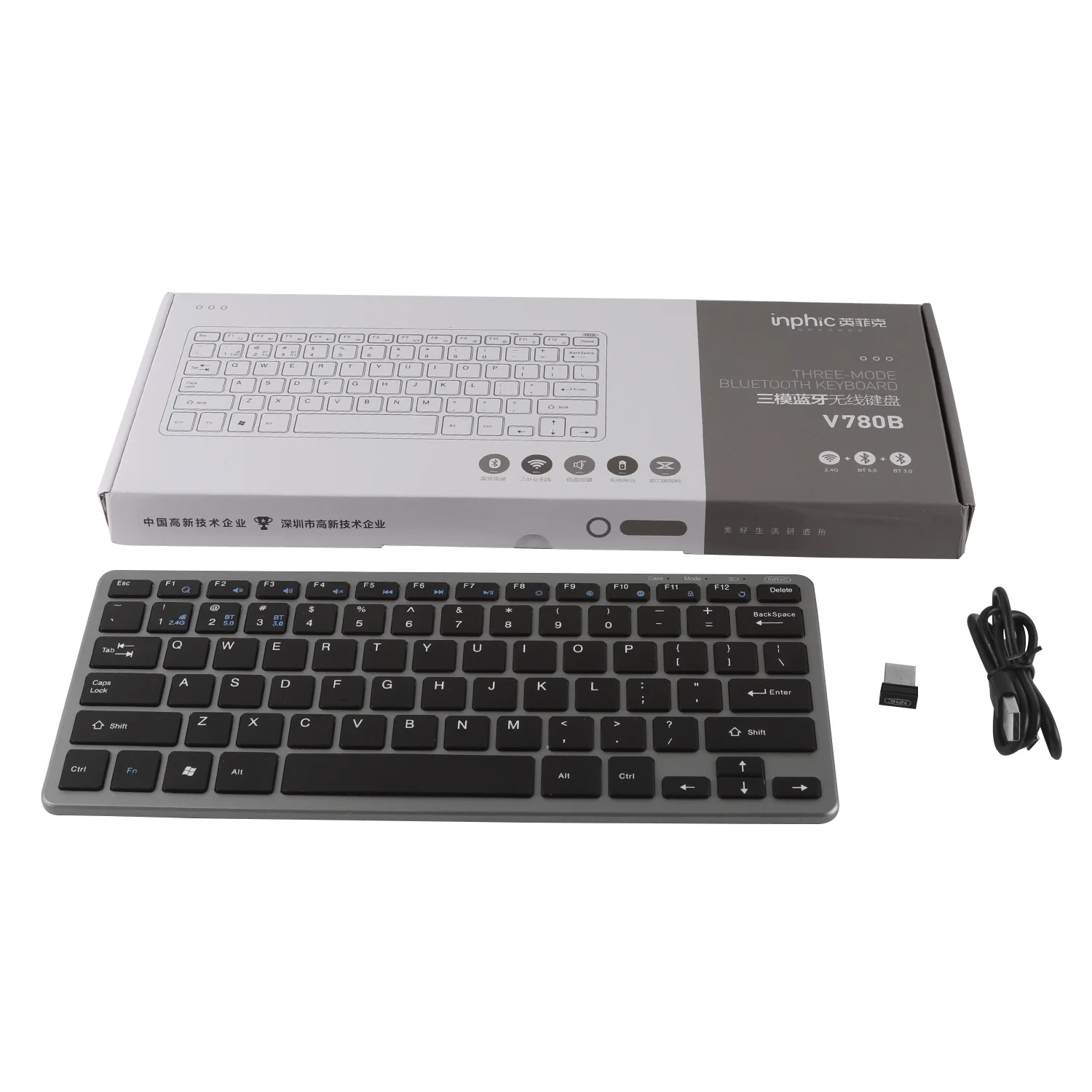 

Infick V780B 2.4G Wireless Bluetooth 3.0/5.0 Three-mode Keyboard Rechargeable USB Gaming Keypad For Apple Mac PC Laptop