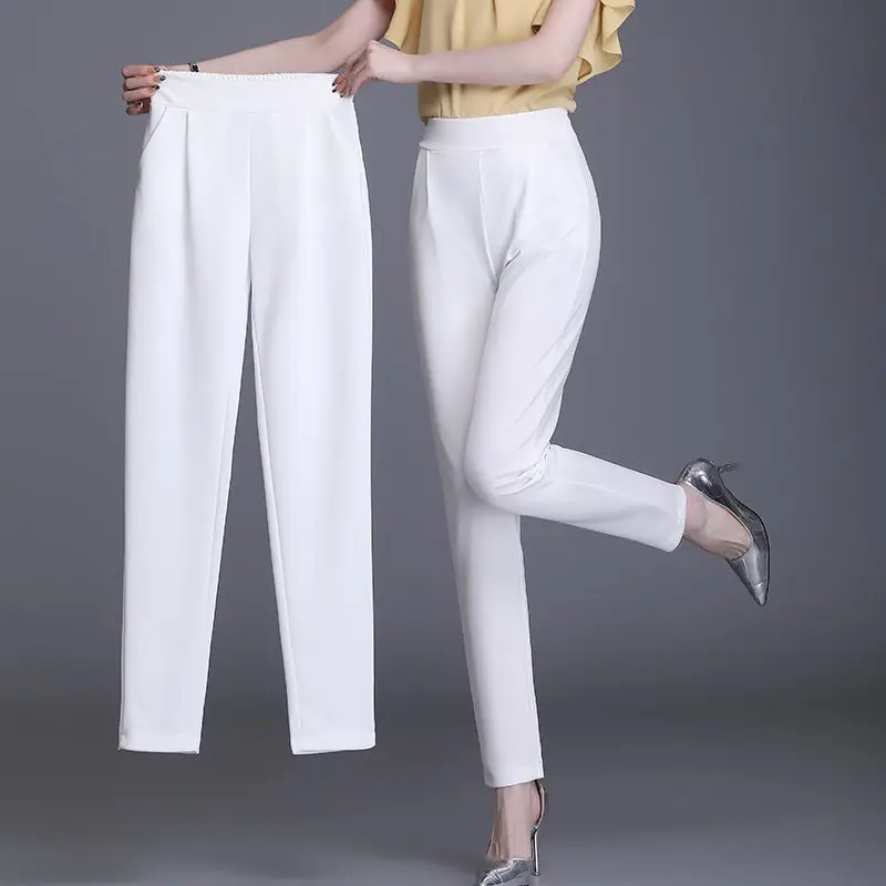 

Women Spring Autumn Pants 2023 Summer Black Harem Pants Korean High Waist Loose Suit Pants Women's Casual Pants With Small Feet