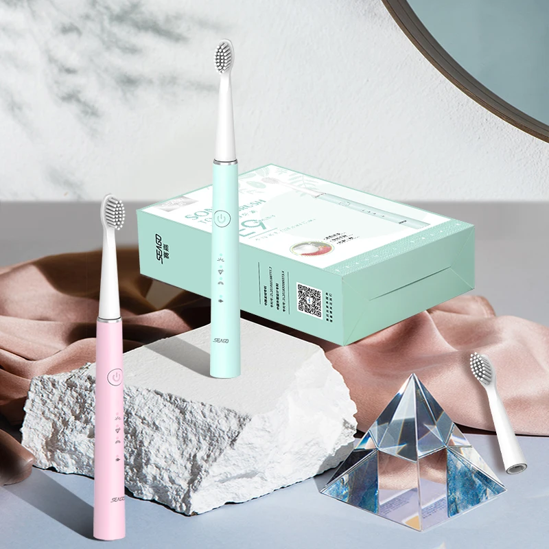 SEAGO elektryczna soniczna szczoteczka do zębów 360 zmodernizowane automatyczne szczoteczka do zębów z akumulatorem wodoodporna wymienne główki do szczoteczki SG548