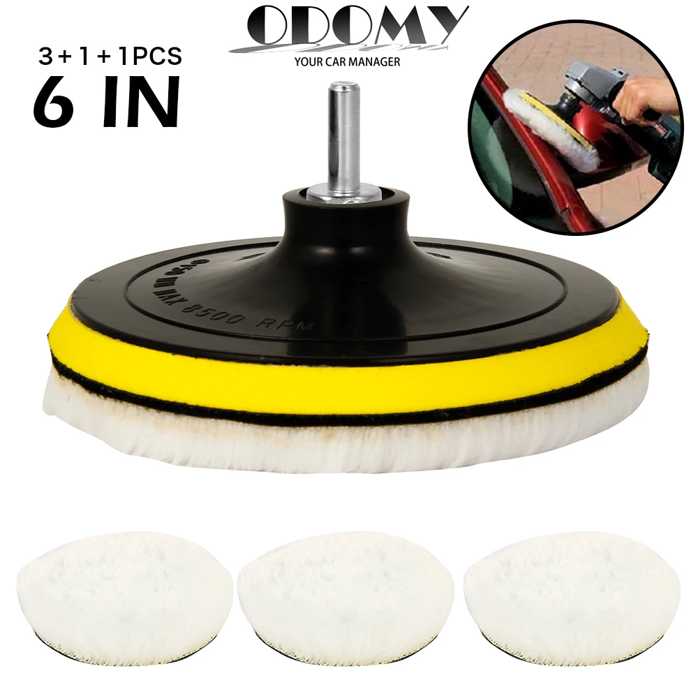 

5Pcs Thread 6 inch Auto Car Polishing pad Kit for Car Polisher + Drill Adaptor M10 Power Tools accessories Buffing Pad Set