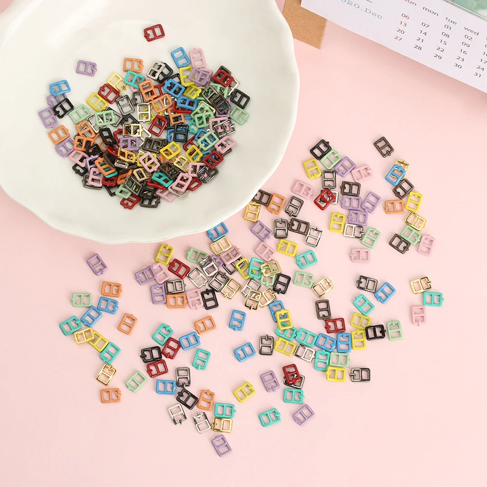 20Pcs Mini Tri-glide Metal Buckles 2.5mm for 1/6 Doll Ultra-small Belt Buckle DIY Doll Clothes Buttons Shoes Bags Accessories