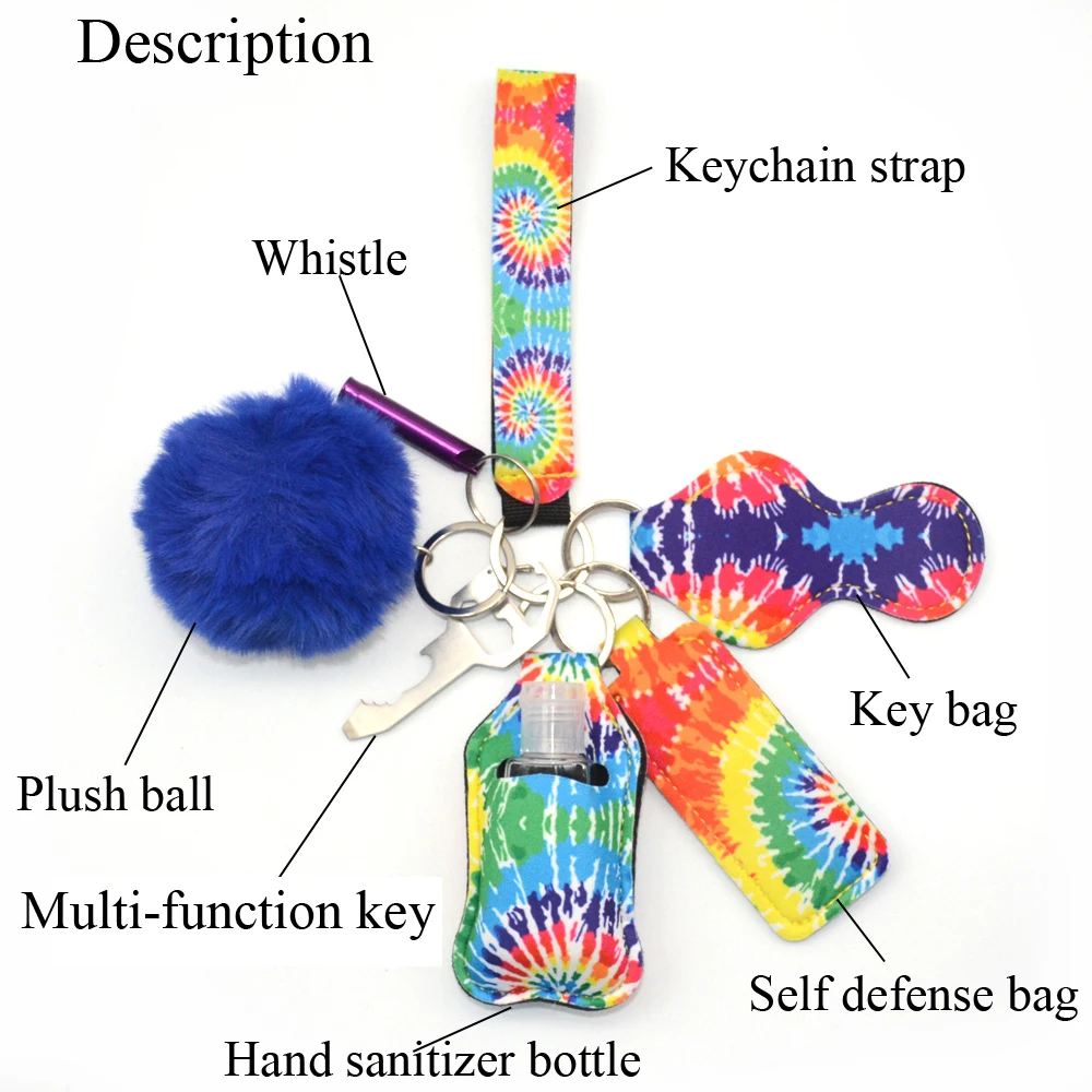 Self Defense Keychain Set Llavero Defensa Personal Key Ring For Girl Chain Alarm Pepper Spray Women Self Defence Safety Keychain