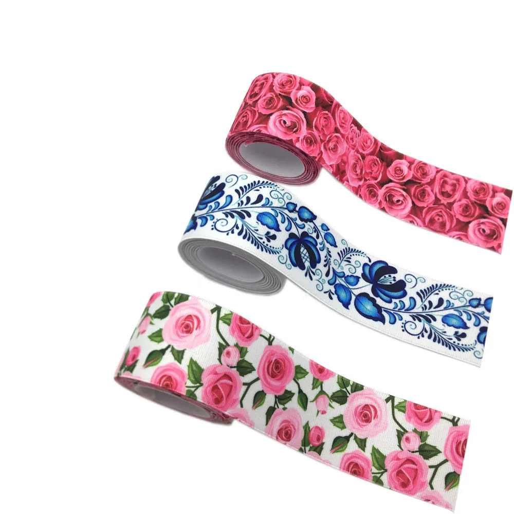 25mm 38mm 2/5/10 Meter/Lot Daisy Flower Print Garment Waist Elastic Webbing DIY Apparel Band Bags Strap Sewing Accessories