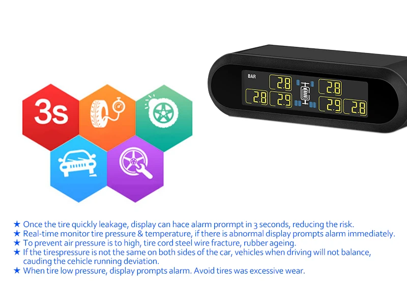 CAREUD T650 Solar Bus RV Truck TPMS  Wireless Tire Pressure Monitoring System With 6 External Internal Sensors Max 199 PSI