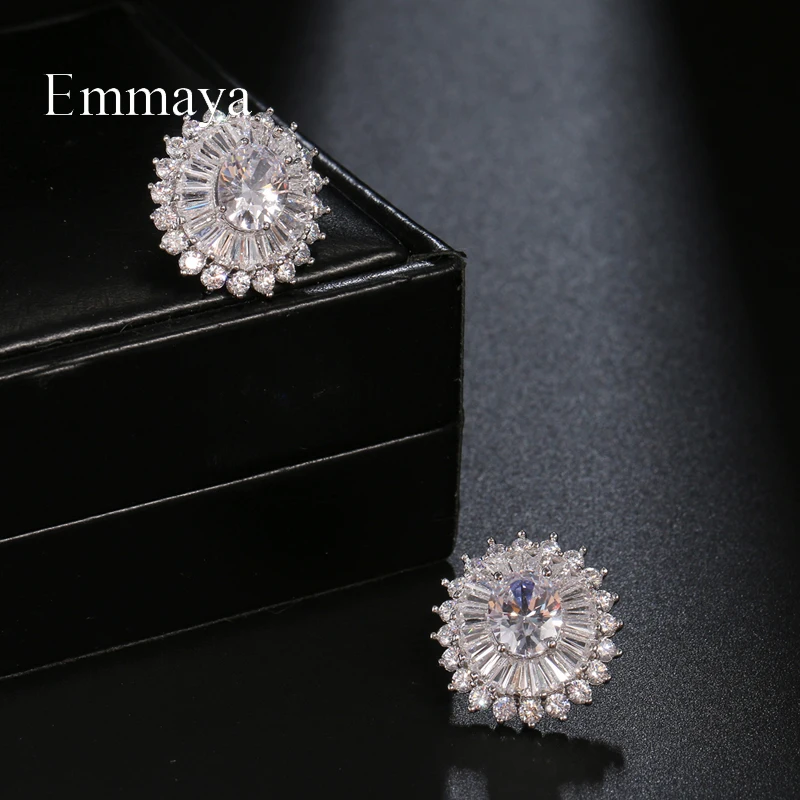 Emmaya New Fashion Cute Sunflower Appearance Noble Earring With AAA Zirconia Delicate Jewelry Women&Girls Charming Choice Gift