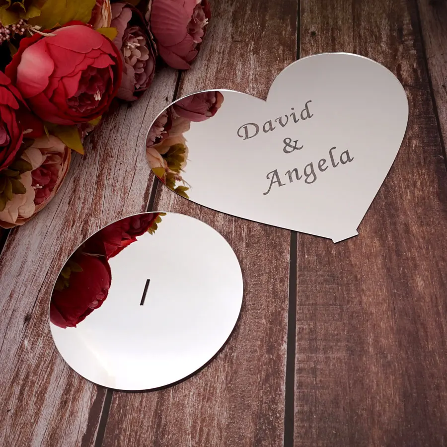 Personalisierter Herz-Stil, Hochzeit, Event, Party, Tischdekoration, Gastgeschenke, Requisite, individueller Name, Acrylspiegel als Verlobungsgeschenk – Detail 6