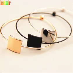 2016 simple geometrical times feeling Punk rock fashion female bracelet jewelry High quality metal black bracelet EE881