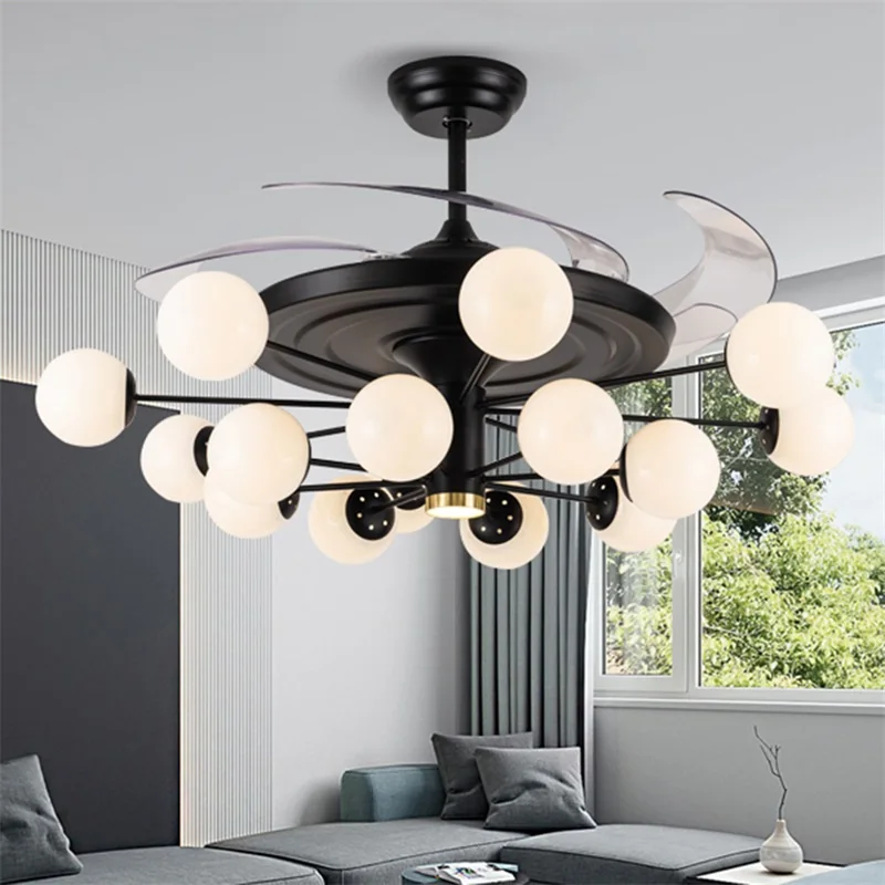 OUFULA Modern Ceiling Fan Lights Big 52 Inch Lamps Remote Control Without Blade For Home Dining Room