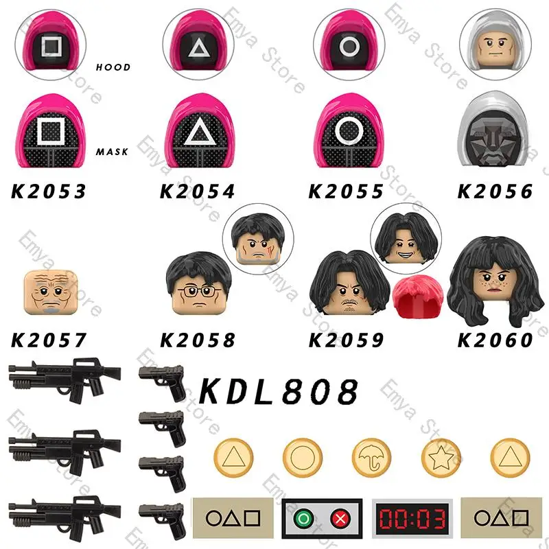 KDL808 Hot TV Movie Round Six Game Buliding Blocks Action Figures Accessories Heads Mask Kids Educational Toys Birthday Gifts