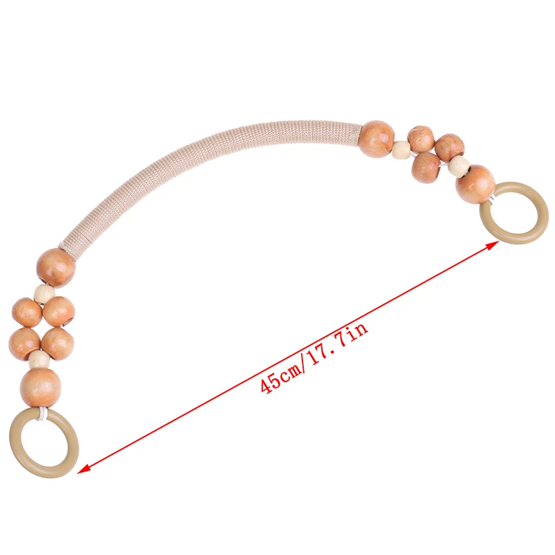 DIY Handbag Handle Replacement 46cm Wood Bead Rope Bag Strap Handle Bag Parts Accessories