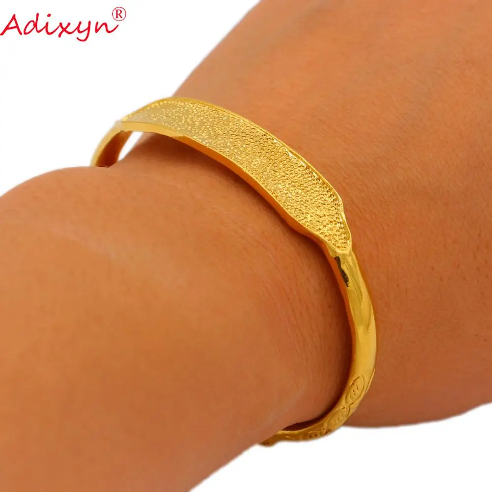 Adixyn 2pcs/lot Dubai Gold Bangle For Women Lover Wedding Jewelry Gold Color Bracelet Arab Ethiopian African Jewelry N071014