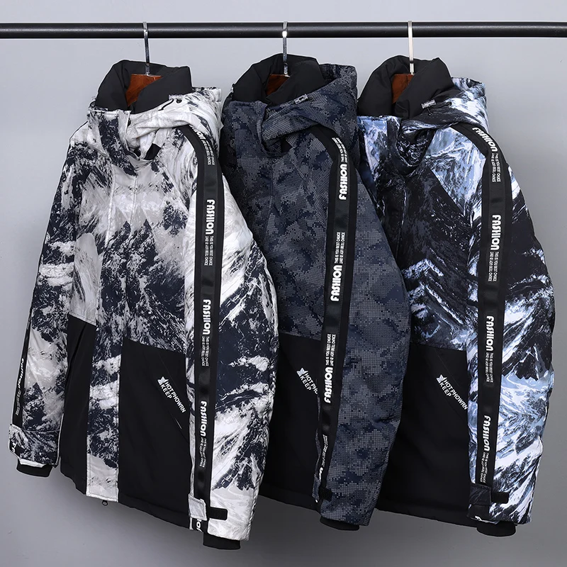 Camouflage down jacket winter new white duck down fashion trend men's thick warm coat high quality brand print for cold weather