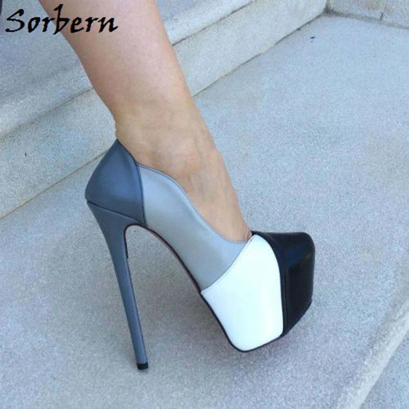 Sorbern Color Mixed Women Pump Shoes High Heel Platform Shoes Plus Size 15 Womens Shoe Slip On Stilettos Ladies Heels For Women