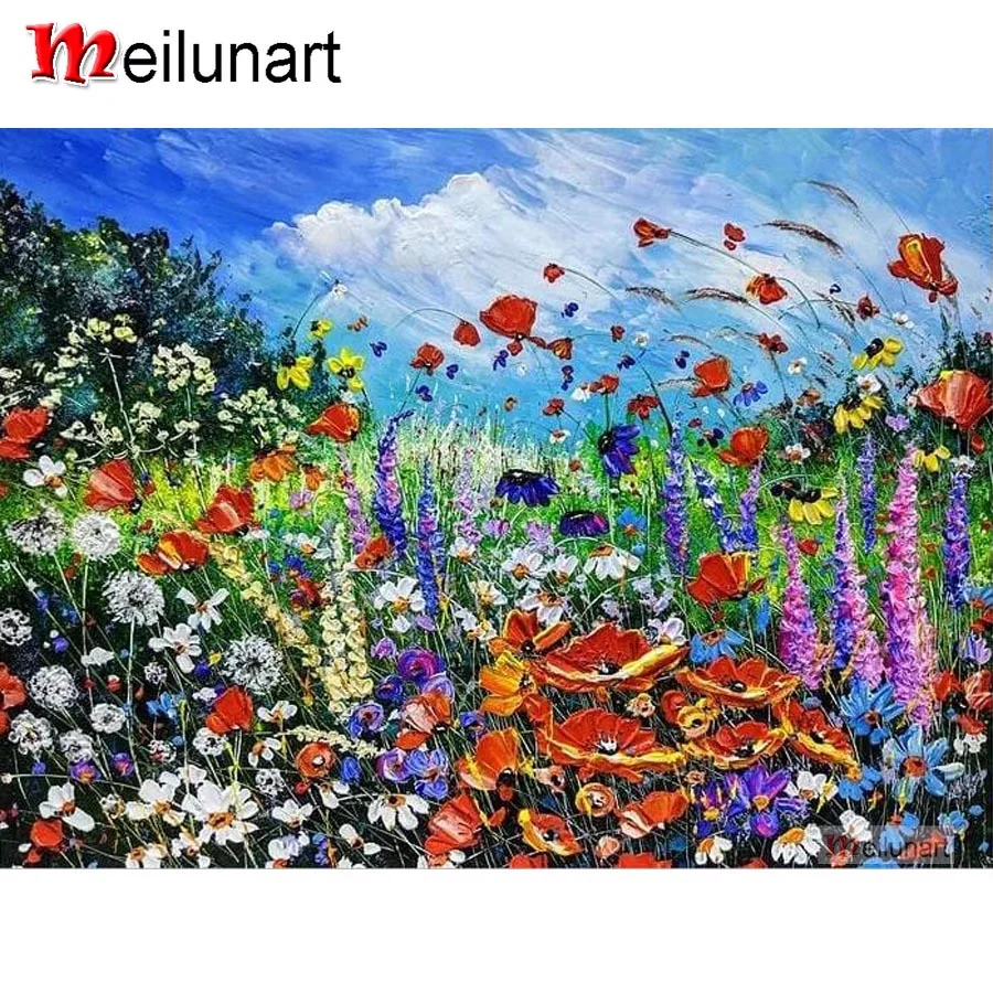 abstract wildflowers 5d diamond painting cross stitch full square round drill diy diamond embroidery kits flowers decor AS1558