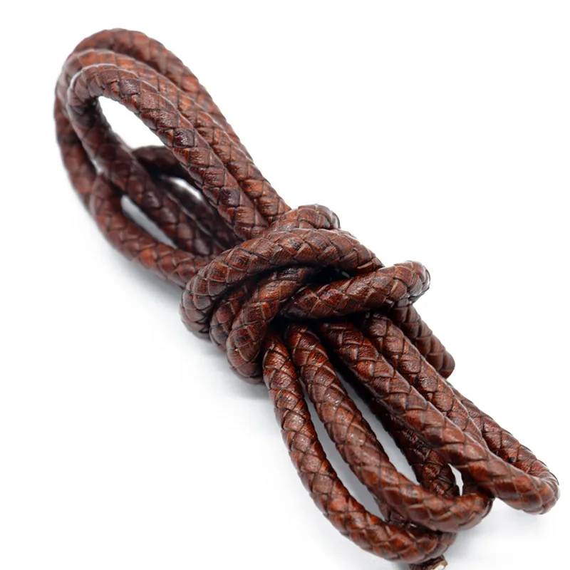 

1meter 3mm 4mm 5mm 6mm Vintage Round Braided Genuine Leather Cord Leather Cords String Rope Bracelet Jewelry Making Findings