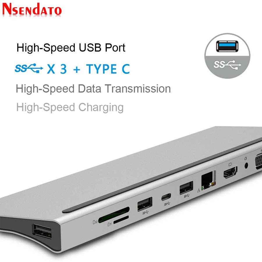 11 in 1 USB Type C HUB to USB 3.0 HD RJ45 USB Splitter HUB Card Reader PD Docking station for MacBook Pro Notebook Charger PC