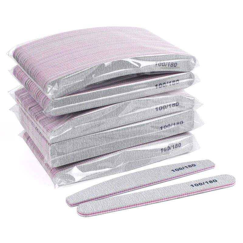 50 sztuk/partia szary papier ścierny pilnik do paznokci 100/180 dwustronny blok buforowy polerka Pedicure Manicure pilniki do paznokci paznokcie Accesorios — zdjęcie 2