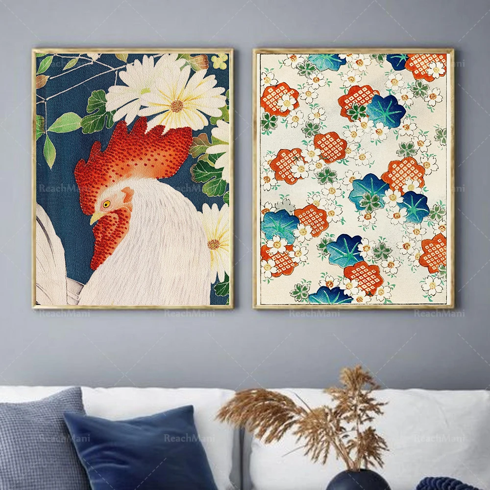 

Vintage Japanese Art-Korean Art Prints-Korean Room Decoration-Biological Posters-Chicken Posters Decorative Canvas Printing