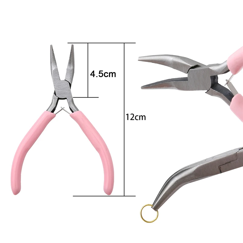 Schattig roze kleur handvat antislip splitsen en bevestigen sieraden tangen gereedschap en uitrusting kit voor doe-het-zelf sieraden maken handwerken
