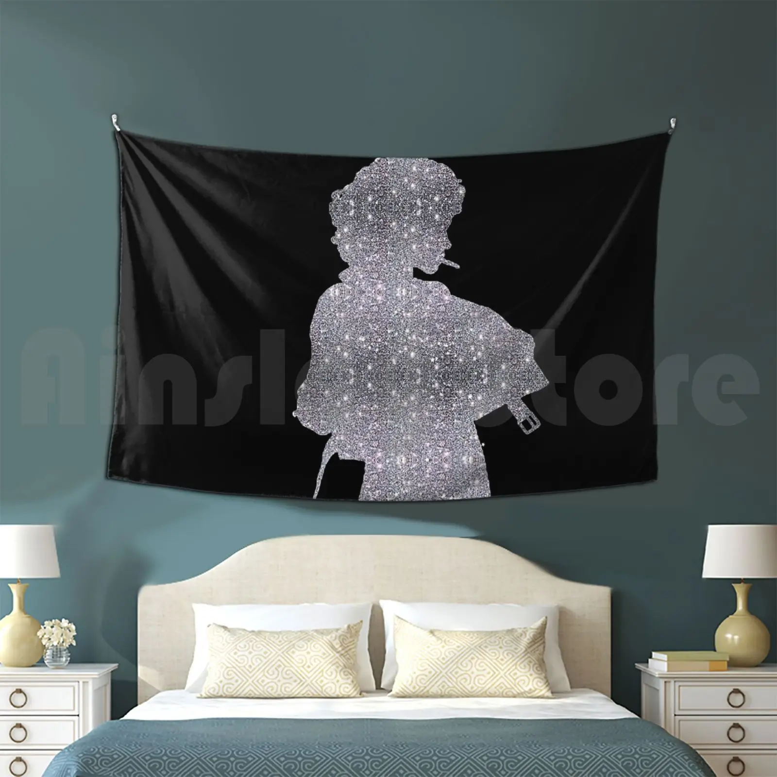 Grease-Sandy Glitter Silhouette-Olivia Newton-John Customized Tapestry Olivia Newton John Grease