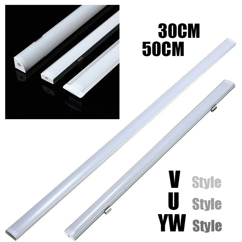 30/45/50cm U/V/YW-Style Shaped LED Bar Lights Aluminum Channel Holder Milk Cover End Up Lighting Accessories For LED Strip Light