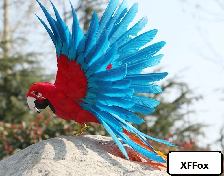 new real life red&blue parrot model foam&feather simulation wings parrot bird gift about 30x45cm xf0302