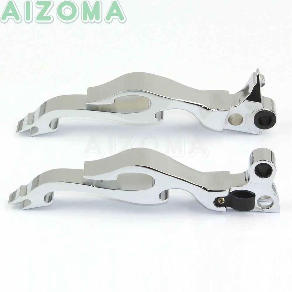 1 Pair Chrome Flame Hand Brake Clutch Levers For Harley Sportster Softail Custom Fat Boy 1996-2012 Dyna Wide Glide Street Bob