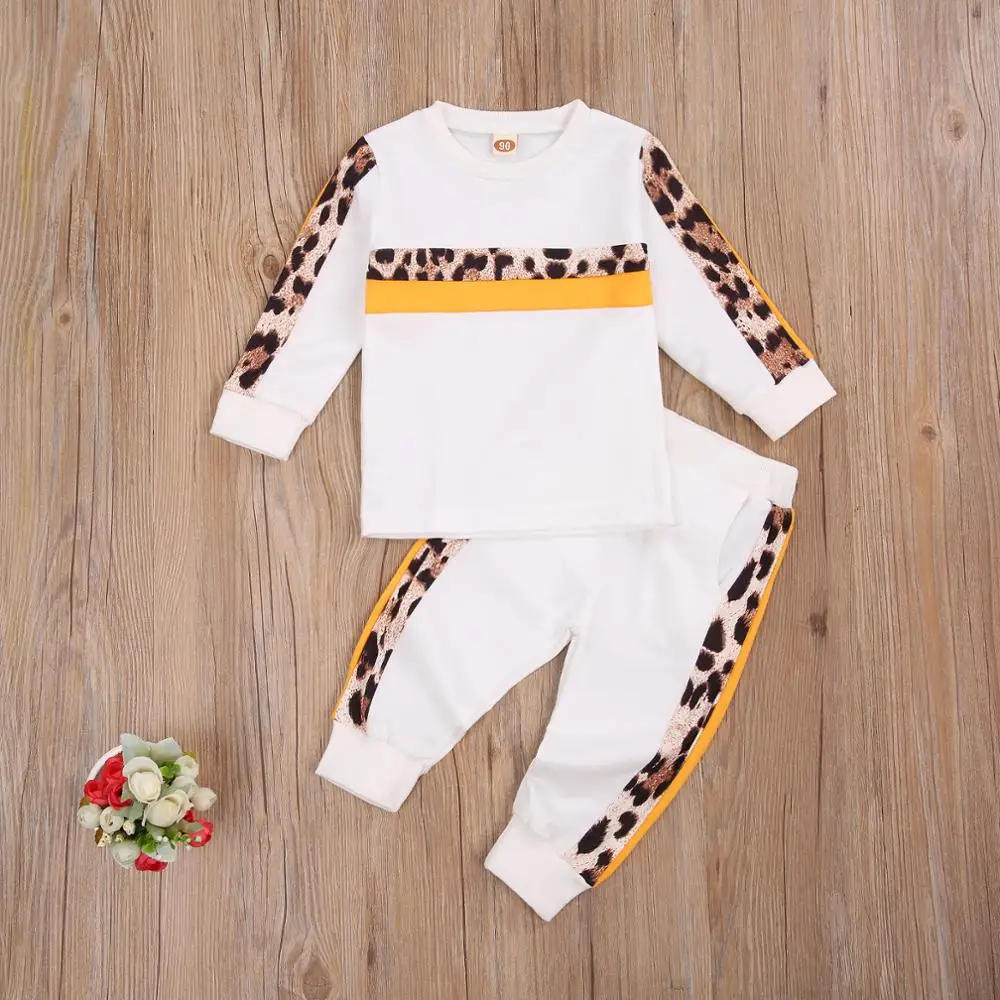 1-6Y Girls Clothing Sets 2021 Autumn Winter Toddler Girls Clothes Outfit Kids Leopard Print Tracksuit For Boys Children Clothing