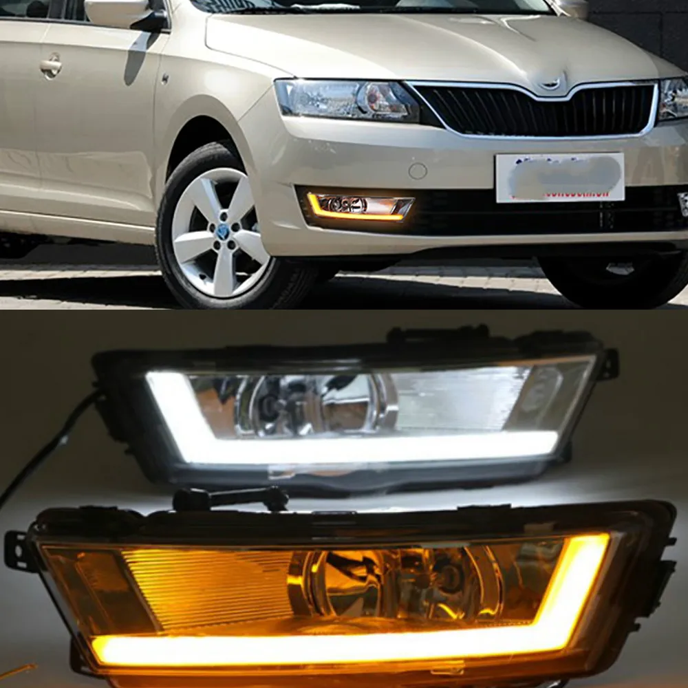 2pcs For Skoda Rapid 2013 2014 2015 LED DRL Daytime Running Lights Daylight Waterproof Signal car Styling light