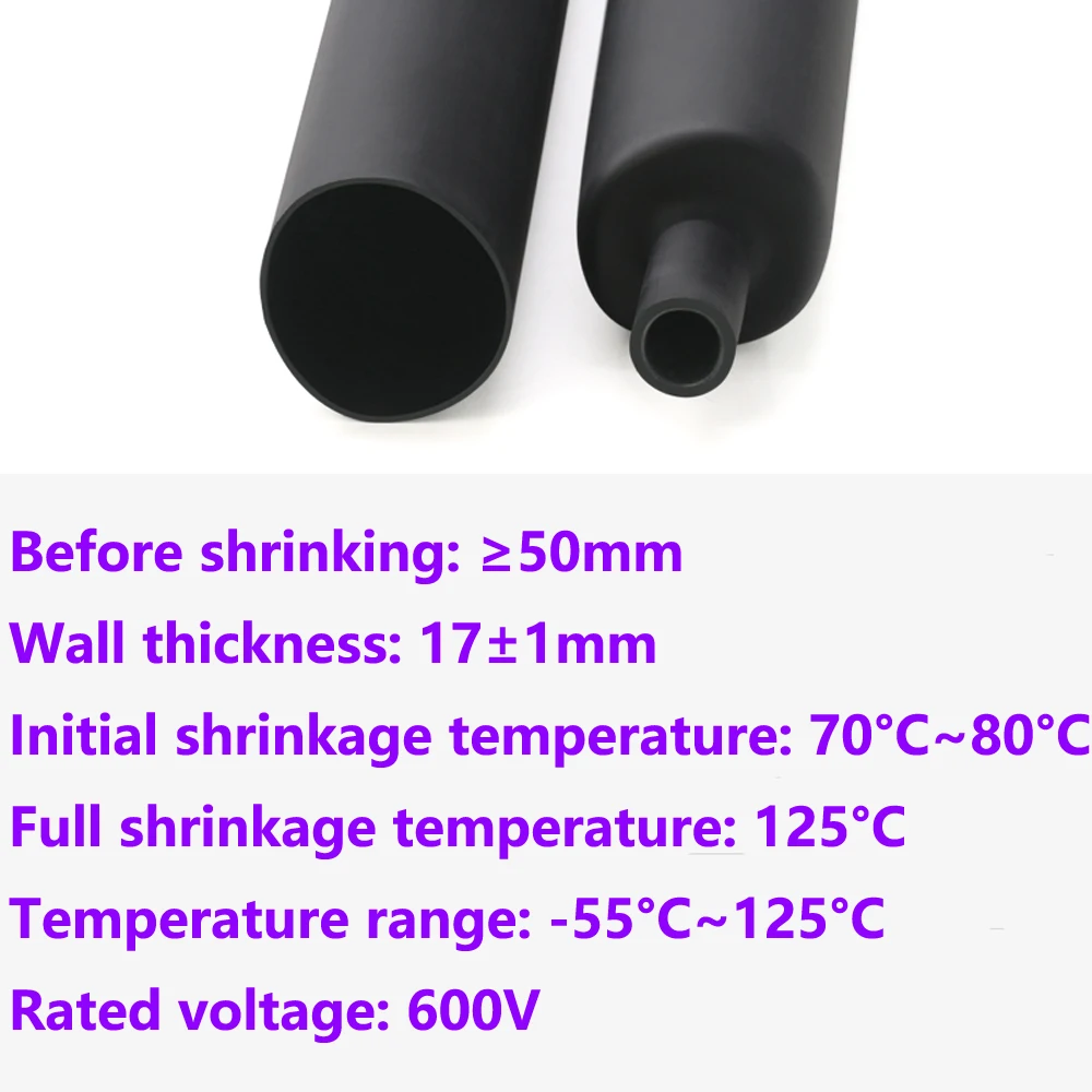 열수축 튜브, 열 수축 튜브, 와이어 슬리브 랩 방수 접착제 라이닝 블랙, 1 미터 3:1 비율