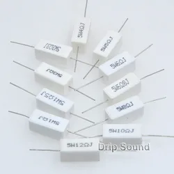 2pcs 1Ohm-20Ohm 5W Speaker Frequency Divider Audio Stereo Crossover Ceramic Resistance Cement Resistor