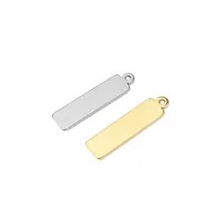 10pcs 25*6mm Wholesale Stainless Steel ShinyRectangle Charms Pendant DIY Necklace Earrings Bracelets Unfading Colorless 2 Colors