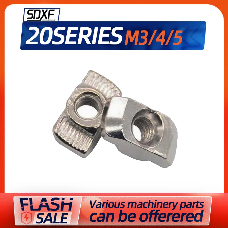 20 Series Slot M3 M4 M5 Slide T Nut Hammer Drop In Nut Fasten Connector 2020 Aluminum Extrusion Fasteners Attaches