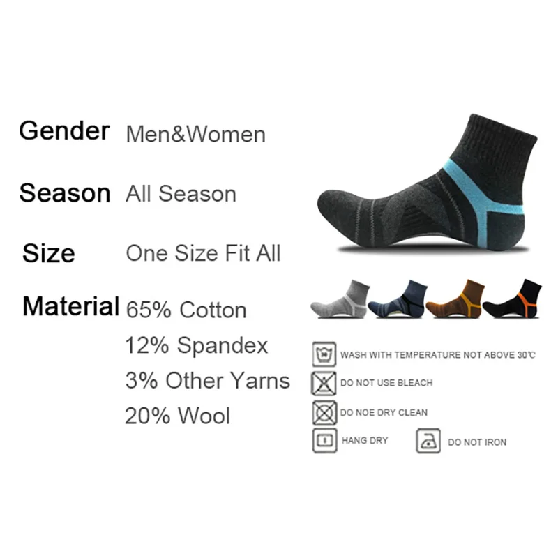 Men\'s Compression Socks Men Merino Wool Black Ankle Cotton Socks Basketball Sports Compression Sock for Man Sports Socks